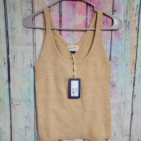 NWT Universal Thread Ribbed Knit U Neck Sweater Tank Top Beige Neutral Size XS - Picture 2 of 7